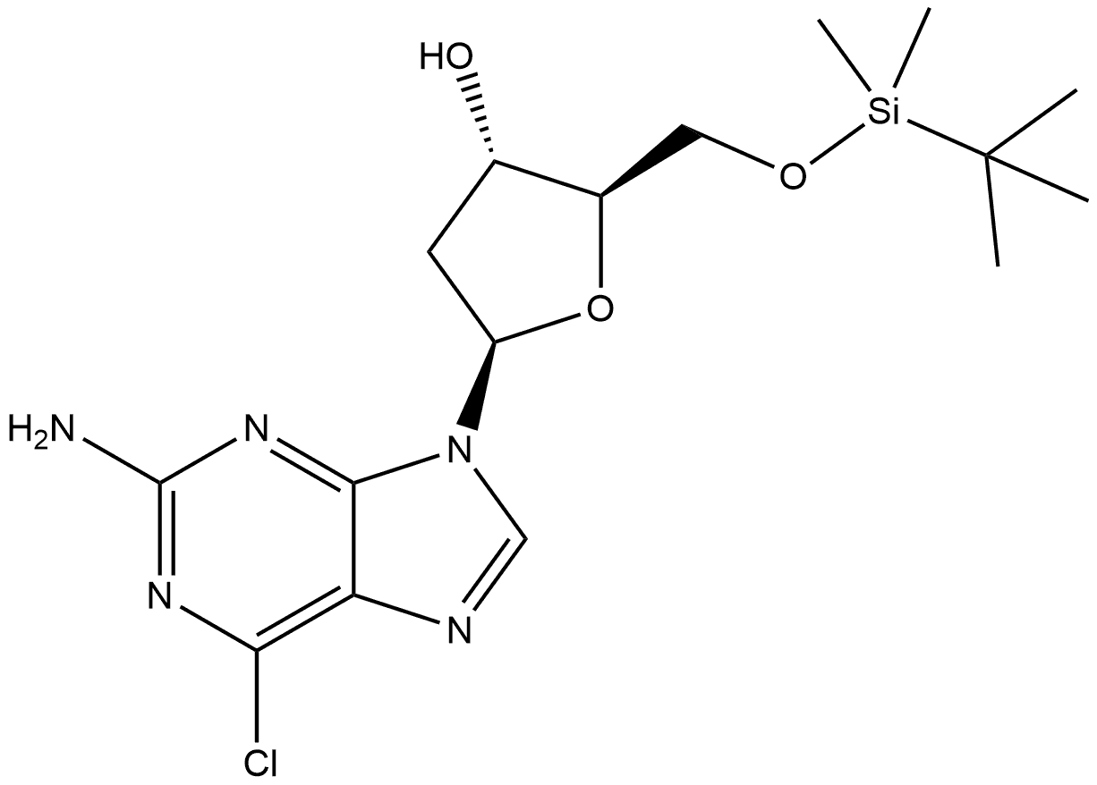 6-Chloro-9-[2-deoxy-5-O-[(1,1-dimethylethyl)dimethylsilyl]-Beta-D-erythro-pentofuranosyl]-9H-purin-2-amine Structure