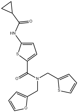 2-Thiophenecarboxamide, 5-[(cyclopropylcarbonyl)amino]-N-(2-furanylmethyl)-N-(2-thienylmethyl)- Struktur