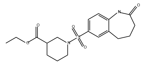 1-((2-氧代-2,3,4-5-四氢-1H-苯并[b]氮杂环庚烷-7-基)磺酰基)哌啶-3-羧酸乙酯, 927869-78-1, 结构式