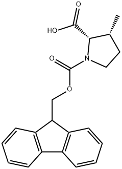 (2S,3R)-3-甲基-吡咯烷-1,2-二羧酸1-(9H-芴-9-基甲基)酯 结构式