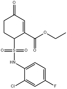 ethyl 6-(N-(2-chloro-4-fluorophenyl)sulfamoyl)-3-oxocyclohex-1-enecarboxylate 结构式