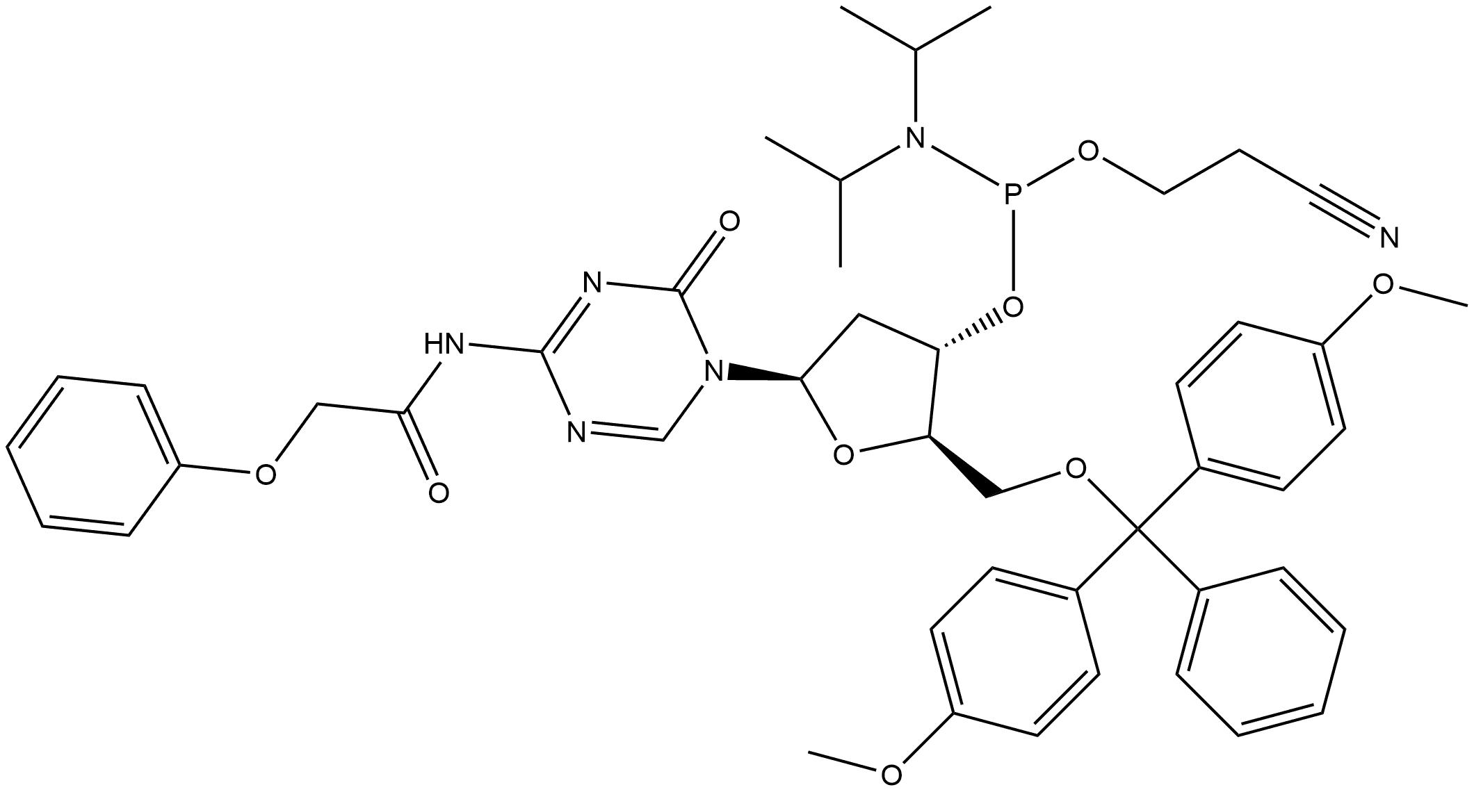 5-Aza-N6-benzoyl-5'-O-DMT-2'-deoxycytidine 3'-CE phosphoramidite Structure