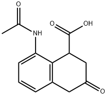 8-Acetylamino-3-oxo-1,2,3,4-tetra-hydro-naphthalin-1-carbonsaeure Struktur