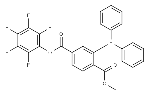 1-甲基 4-(全氟苯基) 2-(二苯基膦基)对苯二甲酸酯 结构式