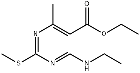 5-Pyrimidinecarboxylic acid, 4-(ethylamino)-6-methyl-2-(methylthio)-, ethyl ester Struktur