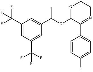 2H-1,4-Oxazine, 2-[1-[3,5-bis(trifluoromethyl)phenyl]ethoxy]-3-(4-fluorophenyl)-5,6-dihydro- Structure