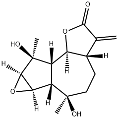 Oxireno[1,2]azuleno[4,5-b]furan-2(3H)-one, decahydro-6,8-dihydroxy-6,8-dimethyl-3-methylene-, (3aS,6R,6aS,6bR,7aR,8S,8aS,8bS)- Structure