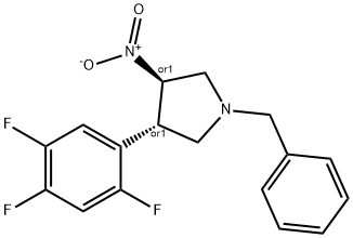 (3R,4S)-3-硝基-1-(苯基甲基)-4-(2,4,5-三氟苯基)吡咯烷, 936250-98-5, 结构式