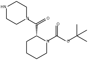 1-Piperidinecarboxylic acid, 2-(1-piperazinylcarbonyl)-, 1,1-dimethylethyl ester, (2R)- Structure