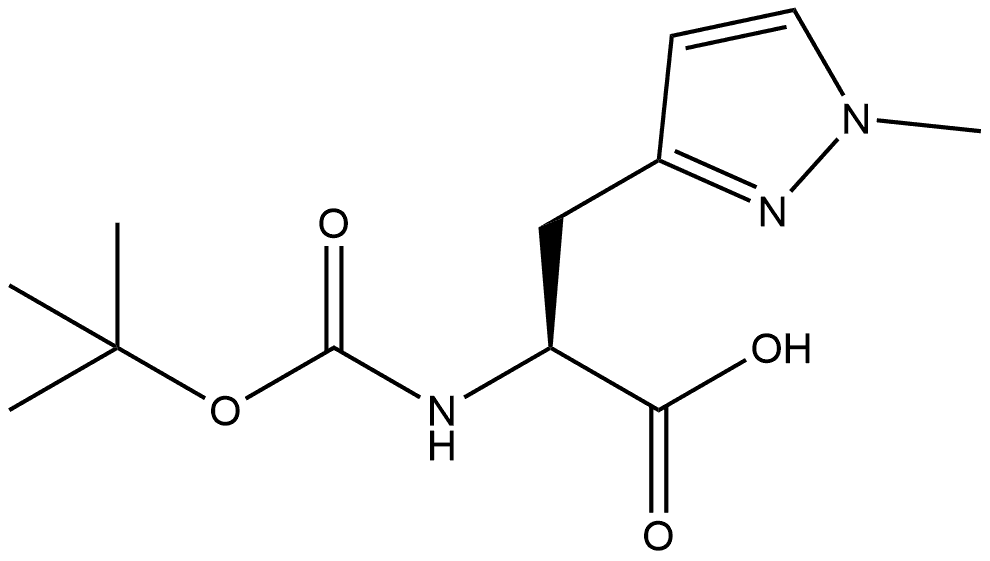 1H-Pyrazole-3-propanoic acid, α-[[(1,1-dimethylethoxy)carbonyl]amino]-1-methyl-, (αS)- Structure