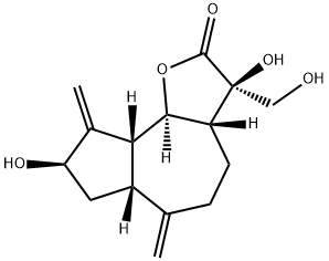(3R)-3aβ,4,5,6,6aβ,7,8,9,9aβ,9bα-Decahydro-3β,8β-dihydroxy-3-(hydroxymethyl)-6,9-bis(methylene)azuleno[4,5-b]furan-2(3H)-one,94410-23-8,结构式