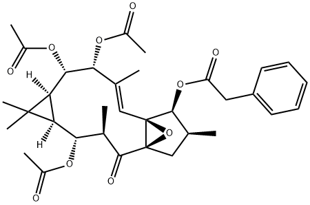Benzeneacetic acid, (1aR,2R,3R,4aR,6S,7S,7aS,8E,10R,11S,11aS)-2,10,11-tris(acetyloxy)-1,1a,2,3,4,6,7,10,11,11a-decahydro-1,1,3,6,9-pentamethyl-4-oxo-4a,7a-epoxy-5H-cyclopenta[a]cyclopropa[f]cycloundecen-7-yl ester 结构式