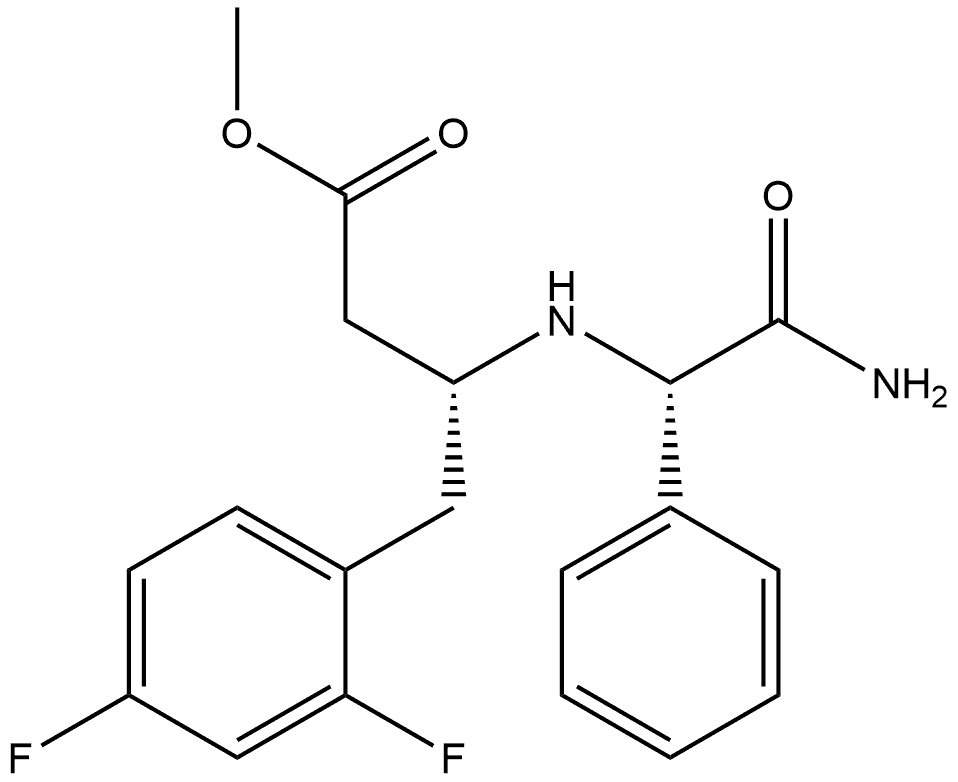 Benzenebutanoic acid, β-[[(1S)-2-amino-2-oxo-1-phenylethyl]amino]-2,4-difluoro-, methyl ester, (βR)- Struktur