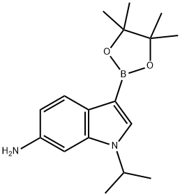 1-异丙基-3-(4,4,5,5-四甲基-1,3,2-二氧硼杂环戊烷-2-基)-1H-吲哚-6-胺 结构式