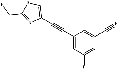 Benzonitrile, 3-fluoro-5-[2-[2-(fluoromethyl)-4-thiazolyl]ethynyl]- Structure