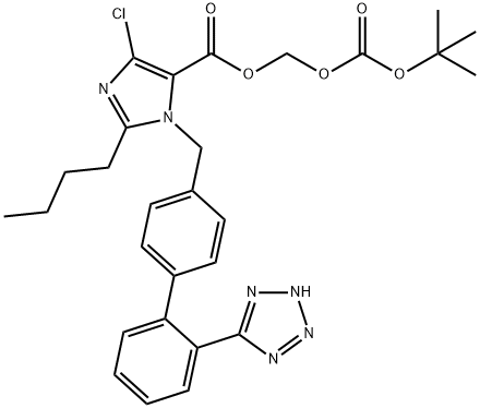 1H-Imidazole-5-carboxylic acid, 2-butyl-4-chloro-1-[[2'-(2H-tetrazol-5-yl)[1,1'-biphenyl]-4-yl]methyl]-, [[(1,1-dimethylethoxy)carbonyl]oxy]methyl ester Structure