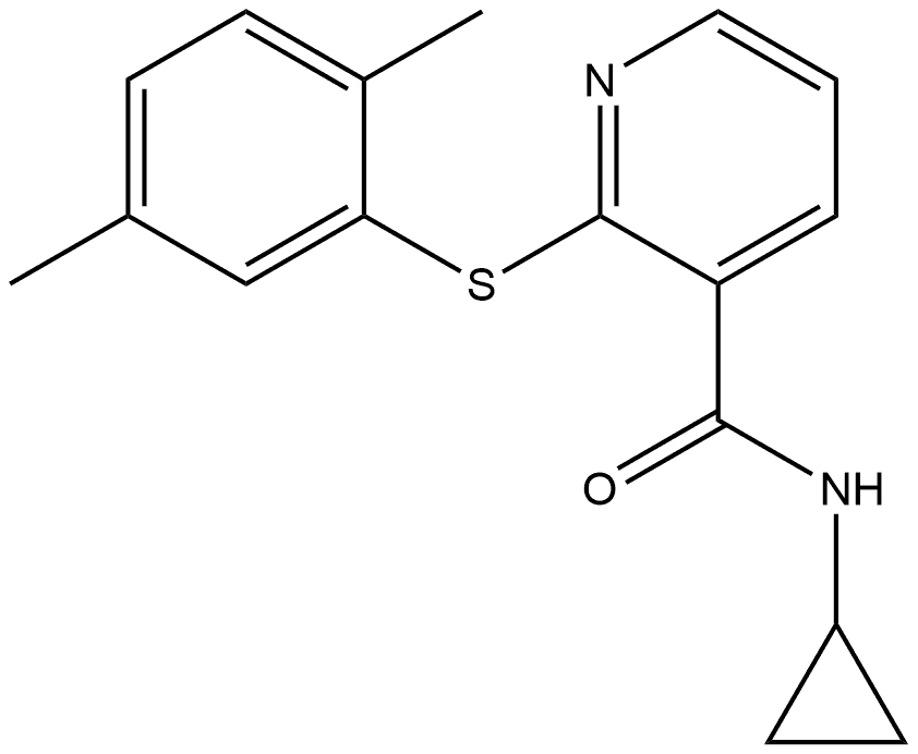 N-Cyclopropyl-2-[(2,5-dimethylphenyl)thio]-3-pyridinecarboxamide 结构式
