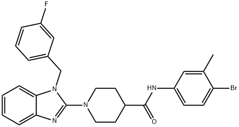 4-Piperidinecarboxamide, N-(4-bromo-3-methylphenyl)-1-[1-[(3-fluorophenyl)methyl]-1H-benzimidazol-2-yl]-,950403-60-8,结构式