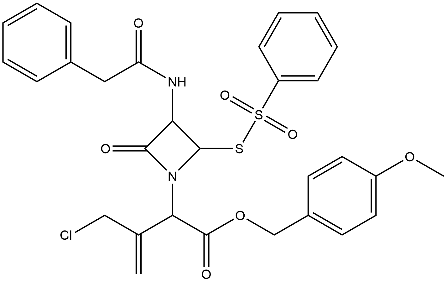 1-Azetidineacetic acid, α-[1-(chloromethyl)ethenyl]-2-oxo-3-[(2-phenylacetyl)amino]-4-[(phenylsulfonyl)thio]-, (4-methoxyphenyl)methyl ester