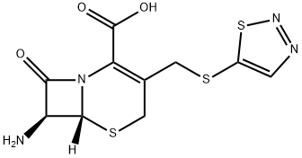 (6R,7R)-7α-Amino-8-oxo-3-(1,2,3-thiadiazol-5-ylthiomethyl)-5-thia-1-azabicyclo[4.2.0]oct-2-ene-2-carboxylic acid Structure