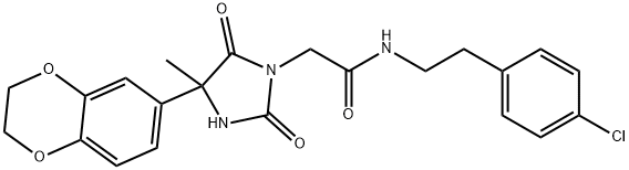 1-Imidazolidineacetamide, N-[2-(4-chlorophenyl)ethyl]-4-(2,3-dihydro-1,4-benzodioxin-6-yl)-4-methyl-2,5-dioxo- Structure