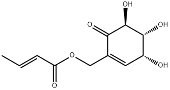 2-Butenoic acid, [(3R,4R,5S)-3,4,5-trihydroxy-6-oxo-1-cyclohexen-1-yl]methyl ester, (2E)- Structure