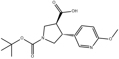 1,3-Pyrrolidinedicarboxylic acid, 4-(6-methoxy-3-pyridinyl)-, 1-(1,1-dimethylethyl) ester, (3S,4R)- Struktur