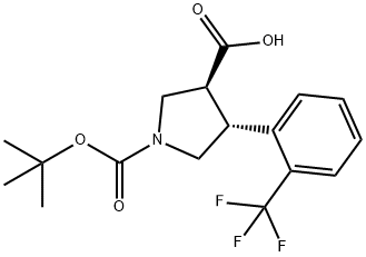 1,3-Pyrrolidinedicarboxylic acid, 4-[2-(trifluoromethyl)phenyl]-, 1-(1,1-dimethylethyl) ester, (3S,4R)- 结构式
