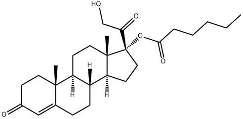 Pregn-4-ene-3,20-dione, 17,21-dihydroxy-, 17-hexanoate Struktur