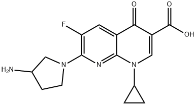 1-シクロプロピル-6-フルオロ-1,4-ジヒドロ-7-(3-アミノ-1-ピロリジニル)-4-オキソキノリン-3-カルボン酸 化学構造式