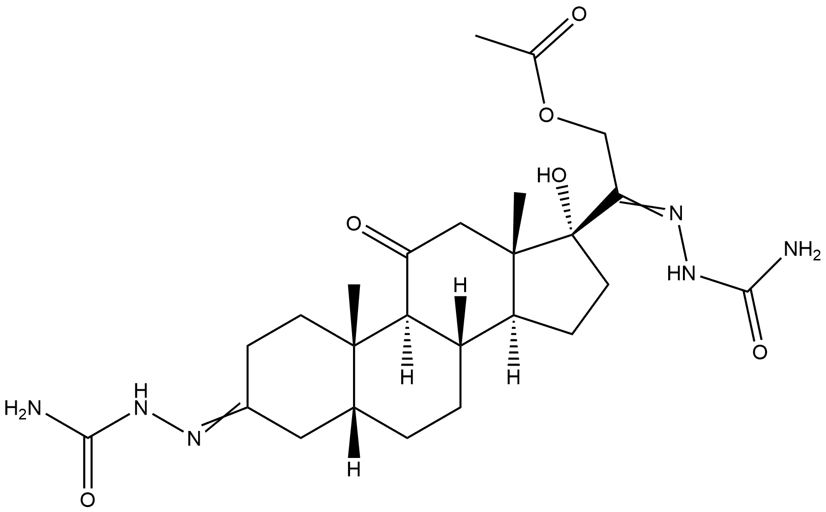5β-Pregnane-3,11,20-trione, 17,21-dihydroxy-, 3,20-disemicarbazone, 21-acetate (7CI)