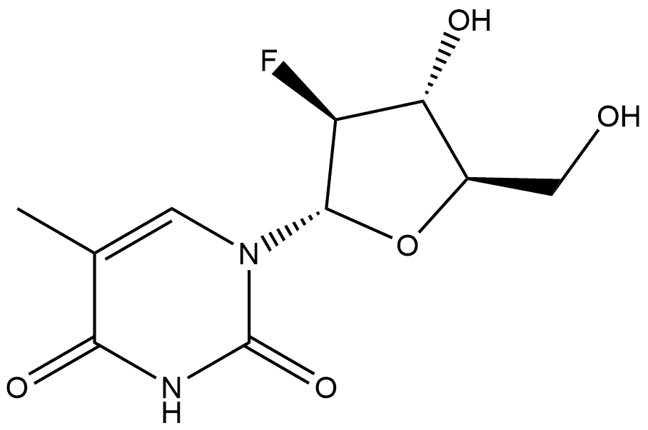 2,4(1H,3H)-Pyrimidinedione, 1-(2-deoxy-2-fluoro-α-D-arabinofuranosyl)-5-methyl- Struktur