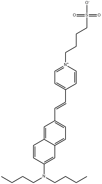Pyridinium, 4-[2-[6-(dibutylamino)-2-naphthalenyl]ethenyl]-1-(4-sulfobutyl)-, inner salt, (E)- Struktur