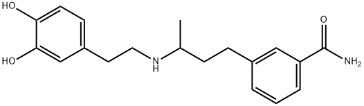 rac-3-[(R*)-3-[[2-(3,4-ジヒドロキシフェニル)エチル]アミノ]ブチル]ベンズアミド 化学構造式