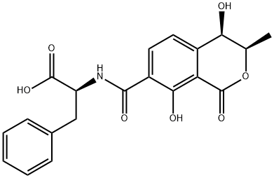 L-Phenylalanine, N-[[(3R,4R)-3,4-dihydro-4,8-dihydroxy-3-methyl-1-oxo-1H-2-benzopyran-7-yl]carbonyl]- 结构式