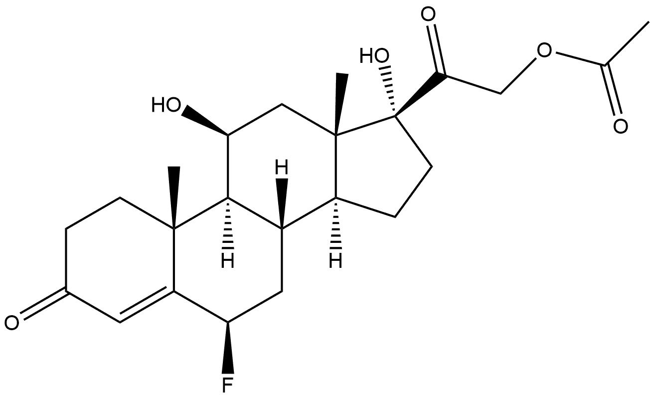 Pregn-4-ene-3,20-dione, 6β-fluoro-11β,17,21-trihydroxy-, 21-acetate (7CI,8CI) Struktur