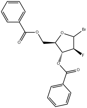 苯甲酸[[(2R,3R,4S)-3-(苯甲酰基氧基)-5-溴-4-氟-2-四氢呋喃基]甲基]酯 结构式
