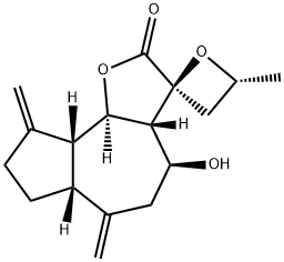 (3S,4'R)-3aβ,4,5,6,6aβ,7,8,9,9aβ,9bα-Decahydro-4β-hydroxy-4'-methyl-6,9-bismethylenespiro[azuleno[4,5-b]furan-3(2H),2'-oxetan]-2-one Structure