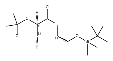 叔丁基(((3AR,4R,6AR)-6-氯-2,2-二甲基四氢呋喃[3,4-D][1,3]二氧戊环-4-基)甲氧基)二甲基硅烷, 1000982-02-4, 结构式