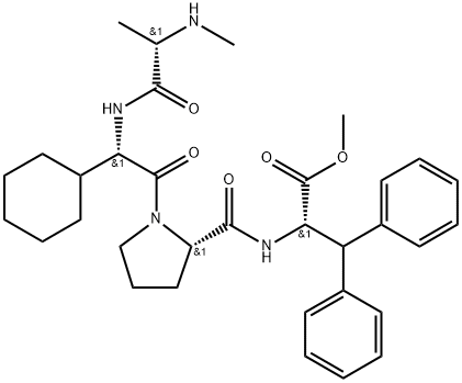 N-メチル-L-Ala-[(S)-2-シクロヘキシル-Gly-]-L-Pro-3,3-ジフェニル-L-Ala-OMe 化学構造式