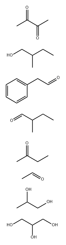 Benzeneacetaldehyde, reaction products with acetaldehyde, 2,3-butanedione, glycerol, Me Et ketone, 2-methylbutanal, 2-methyl-1-butanol and propylene glycol 结构式