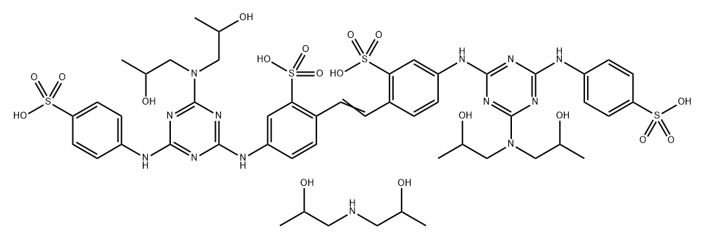 4,4'-bis[[4-[bis(2-hydroxypropyl)amino]-6-[(4-sulphophenyl)amino]-1,3,5-triazin-2-yl]amino]stilbene-2,2'-disulphonic acid, potassium sodium salt, compound with 1,1'-iminodipropan-2-ol Structure