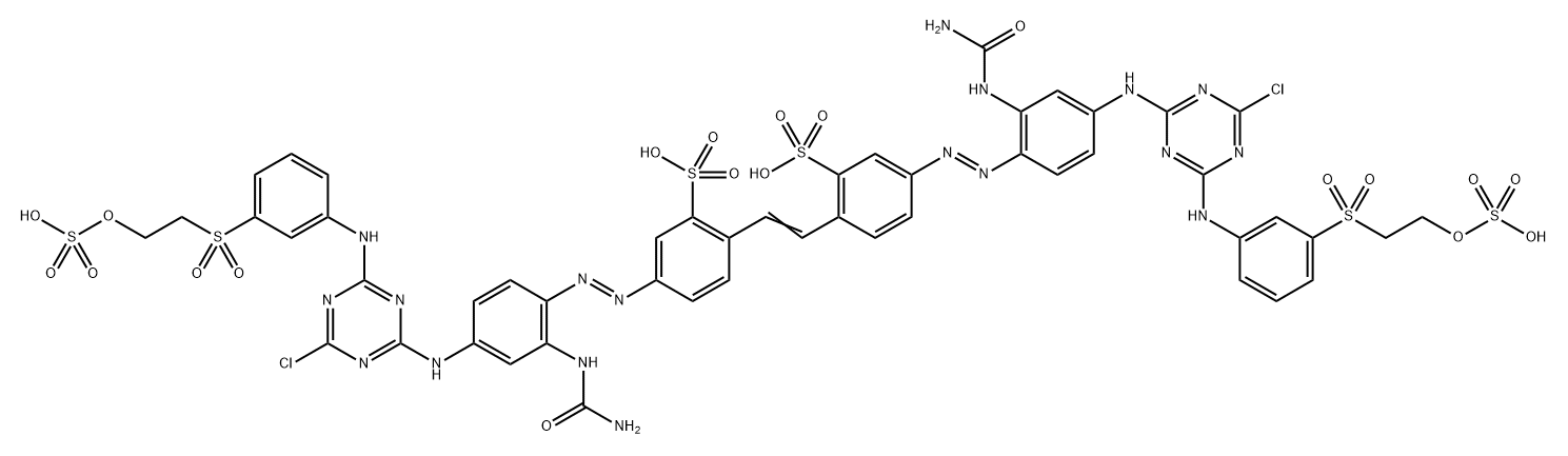 Benzenesulfonic acid, 2,2-(1,2-ethenediyl)bis5-2-(aminocarbonyl)amino-4-4-chloro-6-3-2-(sulfooxy)ethylsulfonylphenylamino-1,3,5-triazin-2-ylaminophenylazo- Structure