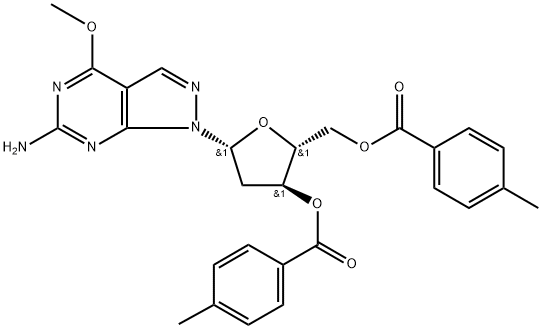 6-Amino-4-methoxy-1-(2-deoxy-3,5-di-O-(p-toluoyl)--D-ribofuranosyl)-1H-pyrazolo[3,4-d]pyrimidine Struktur