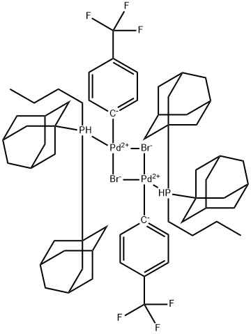 Palladium, di-μ-bromobis[butylbis(tricyclo[3.3.1.13,7]dec-1-yl)phosphine]bis[4-(trifluoromethyl)phenyl]di-, stereoisomer Structure