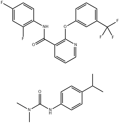 3-Pyridinecarboxamide, N-(2,4-difluorophenyl)-2-[3-(trifluoromethyl)phenoxy]-, mixt. with N,N-dimethyl-N'-[4-(1-methylethyl)phenyl]urea Struktur