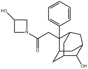 1-(3-ヒドロキシアゼチジン-1-イル)-2-[2-フェニル-6-ヒドロキシアダマンタン-2-イル]エタノン 化学構造式
