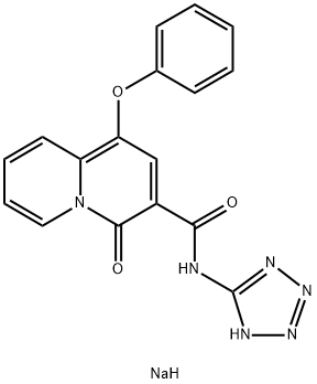 4-オキソ-1-フェノキシ-N-(1-ソジオ-1H-テトラゾール-5-イル)-4H-キノリジン-3-カルボアミド 化学構造式