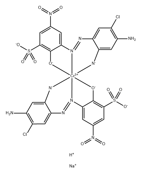 Chromate(3-), bis[3-[[2-(amino-κN)-4-amino-5-chlorophenyl]azo-κN1]-2-(hydroxy-κO)-5-nitrobenzenesulfonato(3-)]-, disodium hydrogen Struktur
