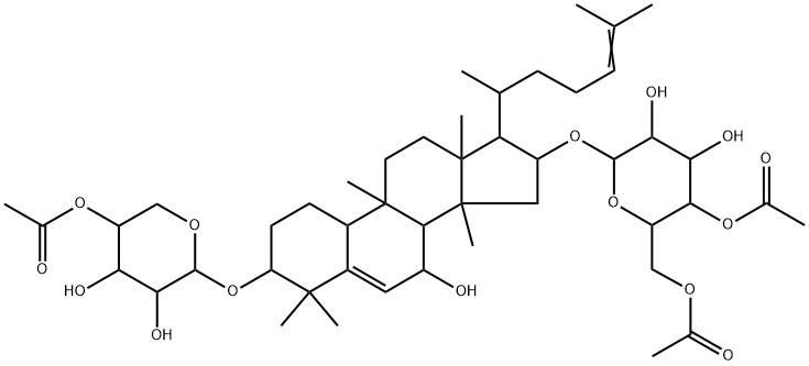 [3β-(4-O-Acetyl-β-D-xylopyranosyloxy)-7β-hydroxycucurbita-5,24-dien-16β-yl]4-O,6-O-diacetyl-β-D-glucopyranoside Structure